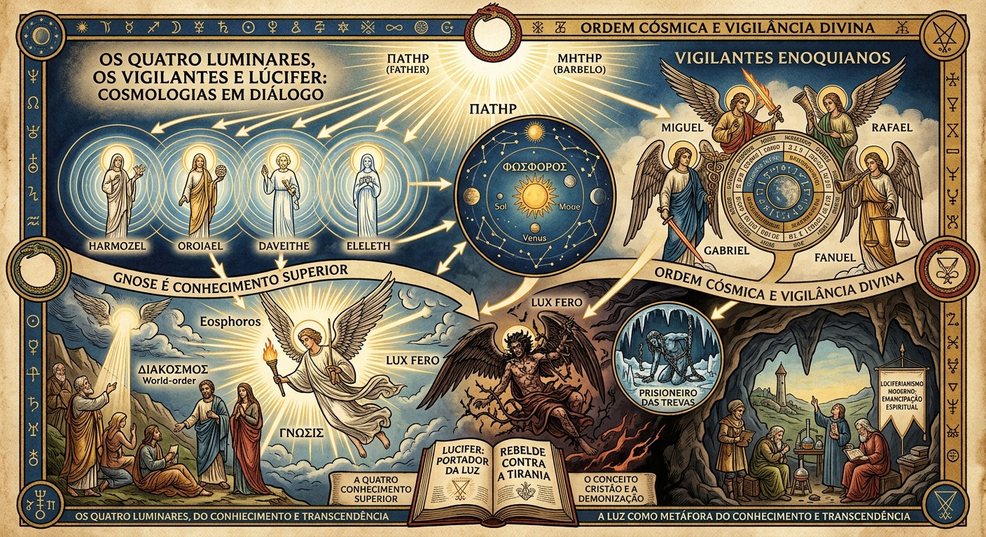 Representação simbólica dos Luminares e Lúcifer